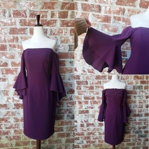 NEW Calvin Klein purple bellsleeve dress size 4